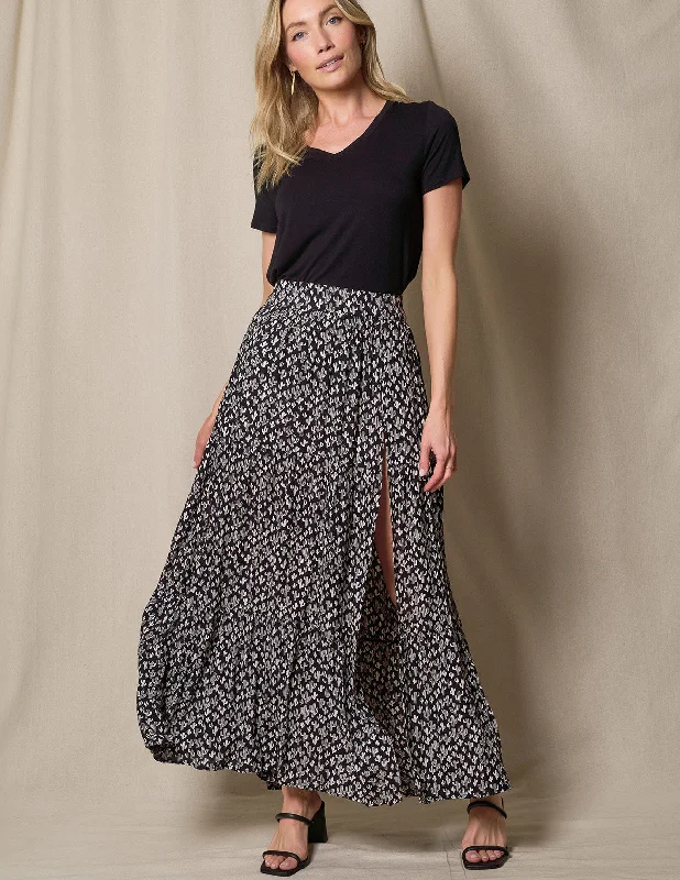 Eva Maxi Skirt - Cactus Print velvet skirt plush