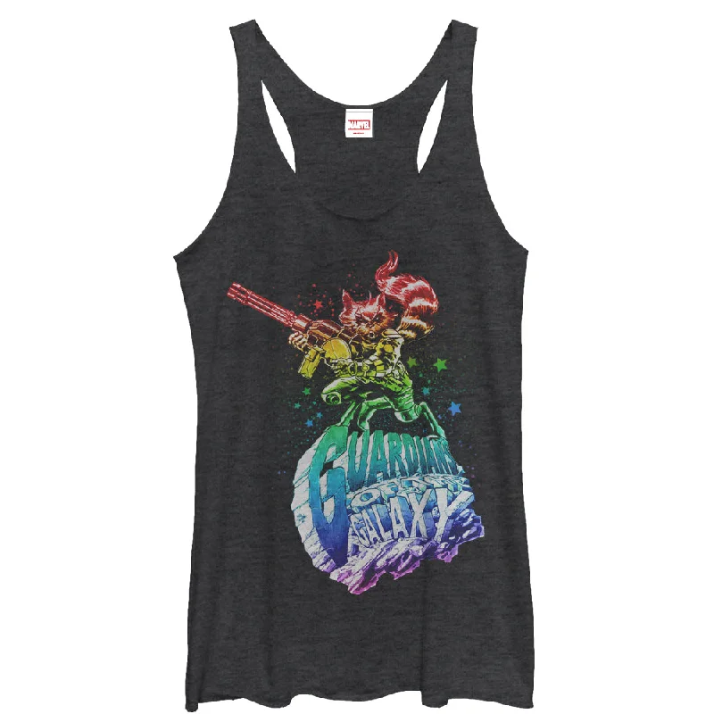 Women's Marvel Guardians of the Galaxy Rainbow Rocket Racerback Tank Top lemon yellow tank Women's Marvel Guardians of the Galaxy Rainbow Rocket Racerback Tank Top lemon yellow tank
