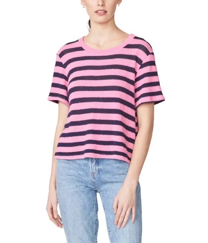 Sweater Knit Stripe Pique Baby Tee In Cherry Modern Contemporary Chic