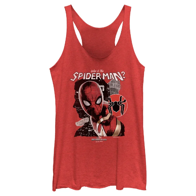 Women's Marvel Spider-Man: No Way Home Who is the Spider-Man Racerback Tank Top charcoal tank top