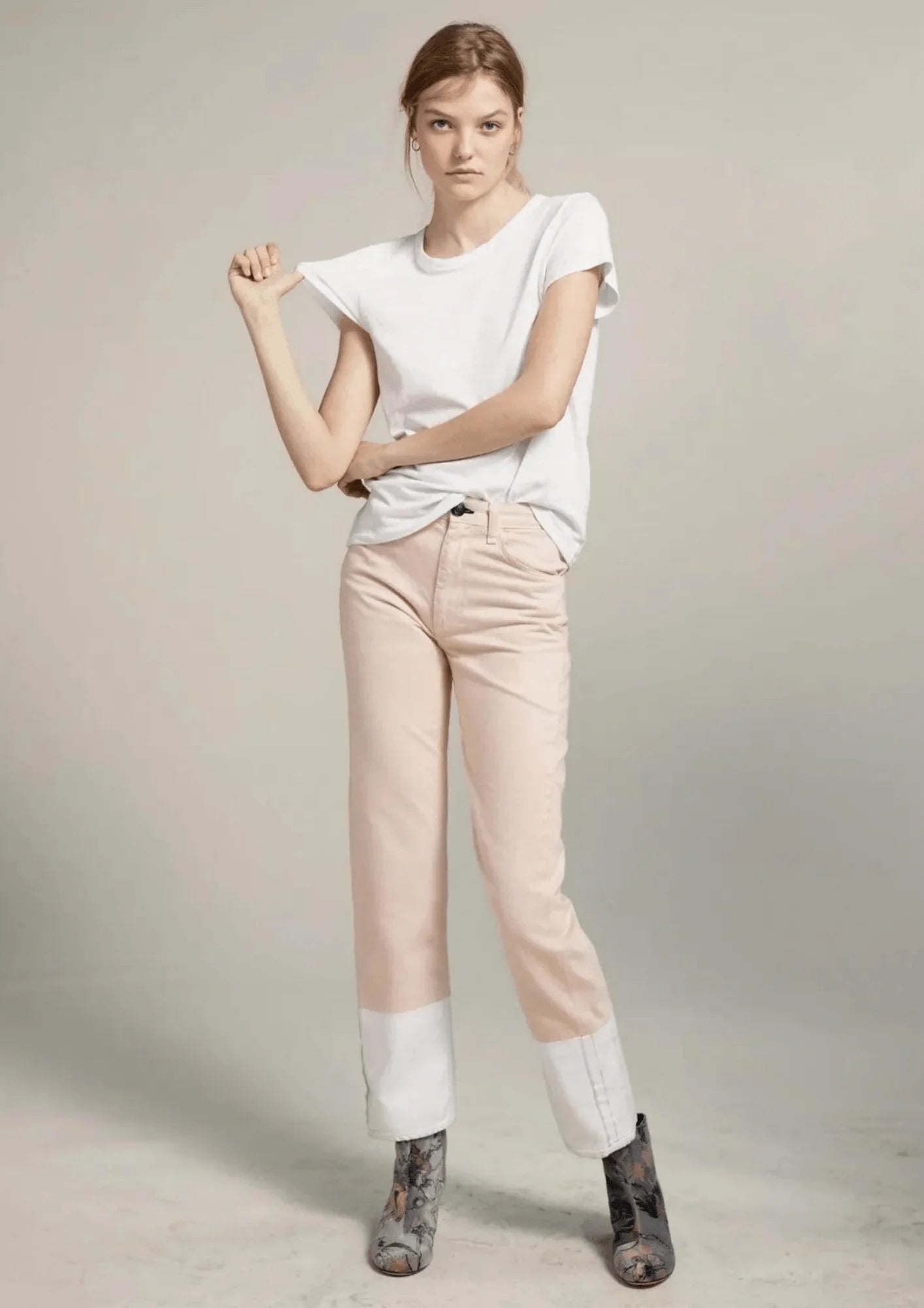 ROSE TROMPE L'OEIL DENIM TROUSERS Trousers trendy modern