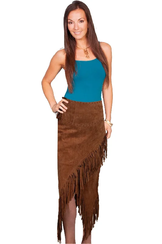 Scully Womens Cinnamon Suede Long Skirt high waist skirt