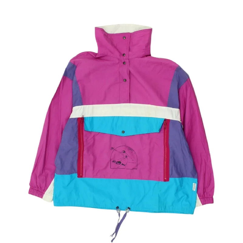Pierre Cardin Womens Pink Blue Purple Anorak Jacket | Vintage High End Designer A-Line Jacket Boat Neck Shawl Collar Pierre Cardin Womens Pink Blue Purple Anorak Jacket | Vintage High End Designer A-Line Jacket Boat Neck Shawl Collar