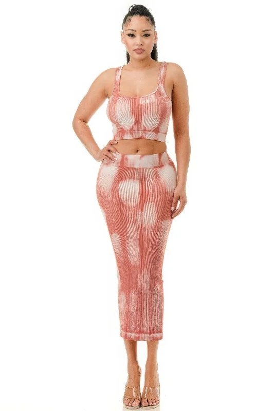 Mineral Wash Skirt Set high slit skirt