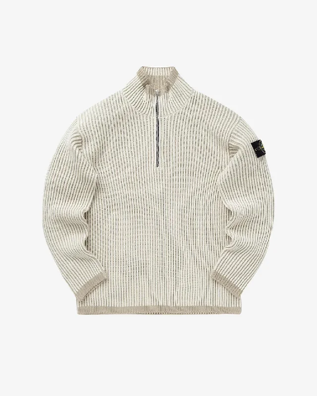 Vanisé Full Rib RWS Wool Half-Zip Sweater Natural Notch Collar Peter Pan Collar Cowl Neck Vanisé Full Rib RWS Wool Half-Zip Sweater Natural Notch Collar Peter Pan Collar Cowl Neck