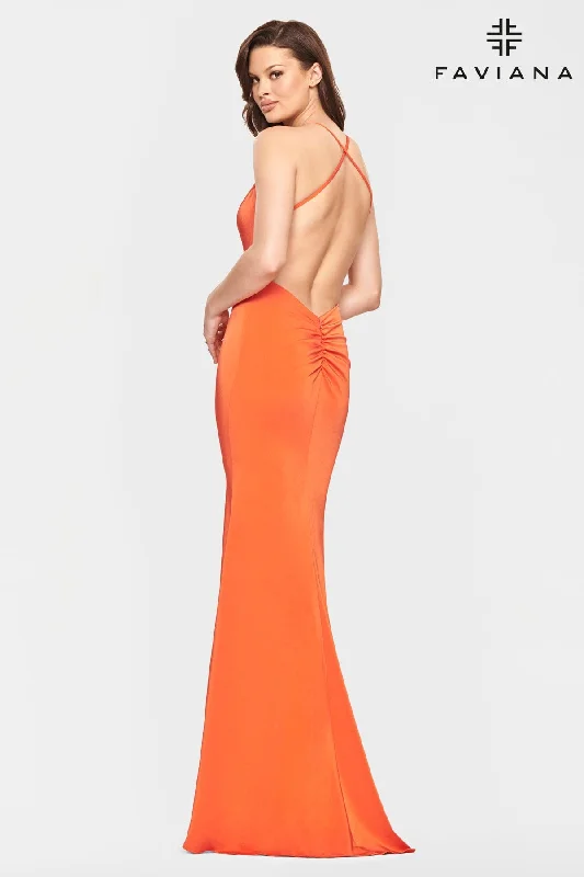 Prom Dress Long Open Back With Fit And Flare Skirt empire Waist empire