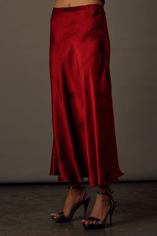 Celeste Red Skirt linen skirt breathable