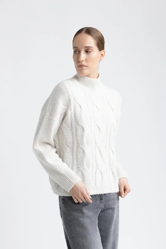 Wool, silk, cashmere, alpaca sweater Cable Knit Ribbed Knit Lace Knit