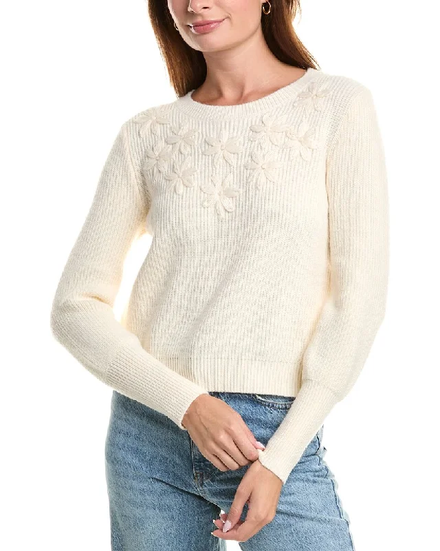 Nanette Nanette Lepore Embroidered Flower Sweater Wool Fabric Cashmere Fabric Tweed Fabric Nanette Nanette Lepore Embroidered Flower Sweater Wool Fabric Cashmere Fabric Tweed Fabric