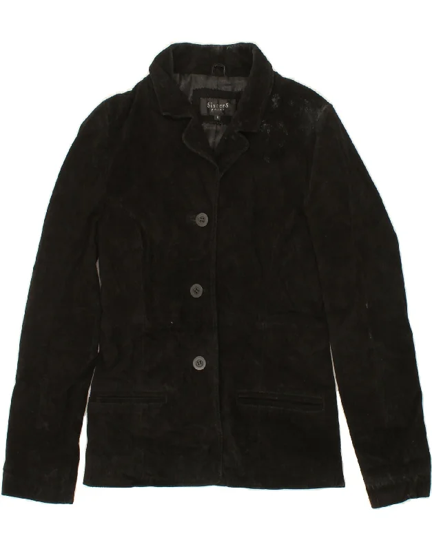 VINTAGE Womens Suede Jacket UK 10 Small Black Leather Satin Fabric Silk Fabric Chiffon Fabric VINTAGE Womens Suede Jacket UK 10 Small Black Leather Satin Fabric Silk Fabric Chiffon Fabric