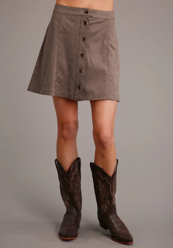 Stetson Womens Khaki Polyester Faux Suede Gored Skirt lace skirt intricate