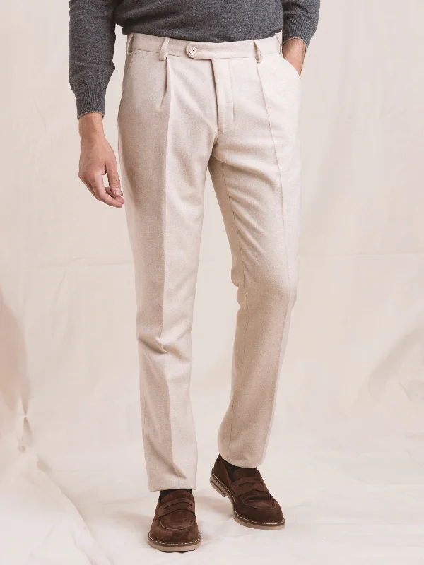 Sand Single Pleat Trouser Trousers cozy soft