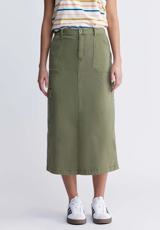 Matilde Women’s Cargo Skirt in Burnt Olive - WS0010P leather skirt bold
