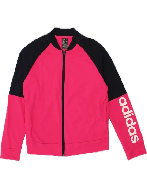 ADIDAS Womens Graphic Tracksuit Top Jacket UK 16/18 Large Pink Colourblock Plaid Jacket Tartan Jacket Houndstooth Jacket