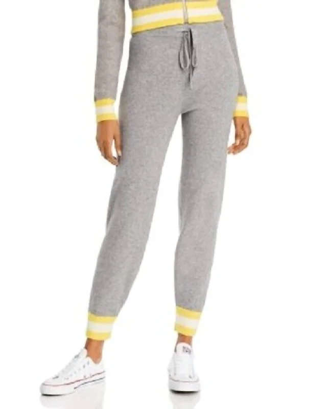 X Madeleine Thompson Sweater Knit Drawstring Jogger Pants In Tan Spandex Rayon Corduroy