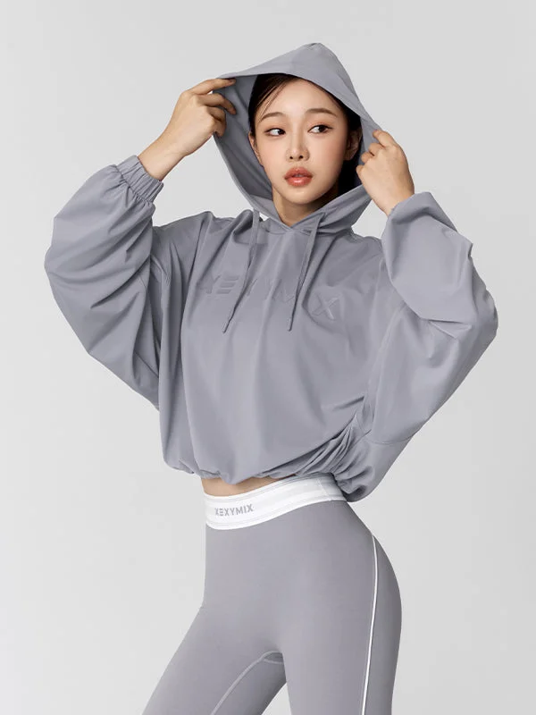 High Tension Loose Fit Crop Hoodie Hoodie with Illustration Artistic Creative