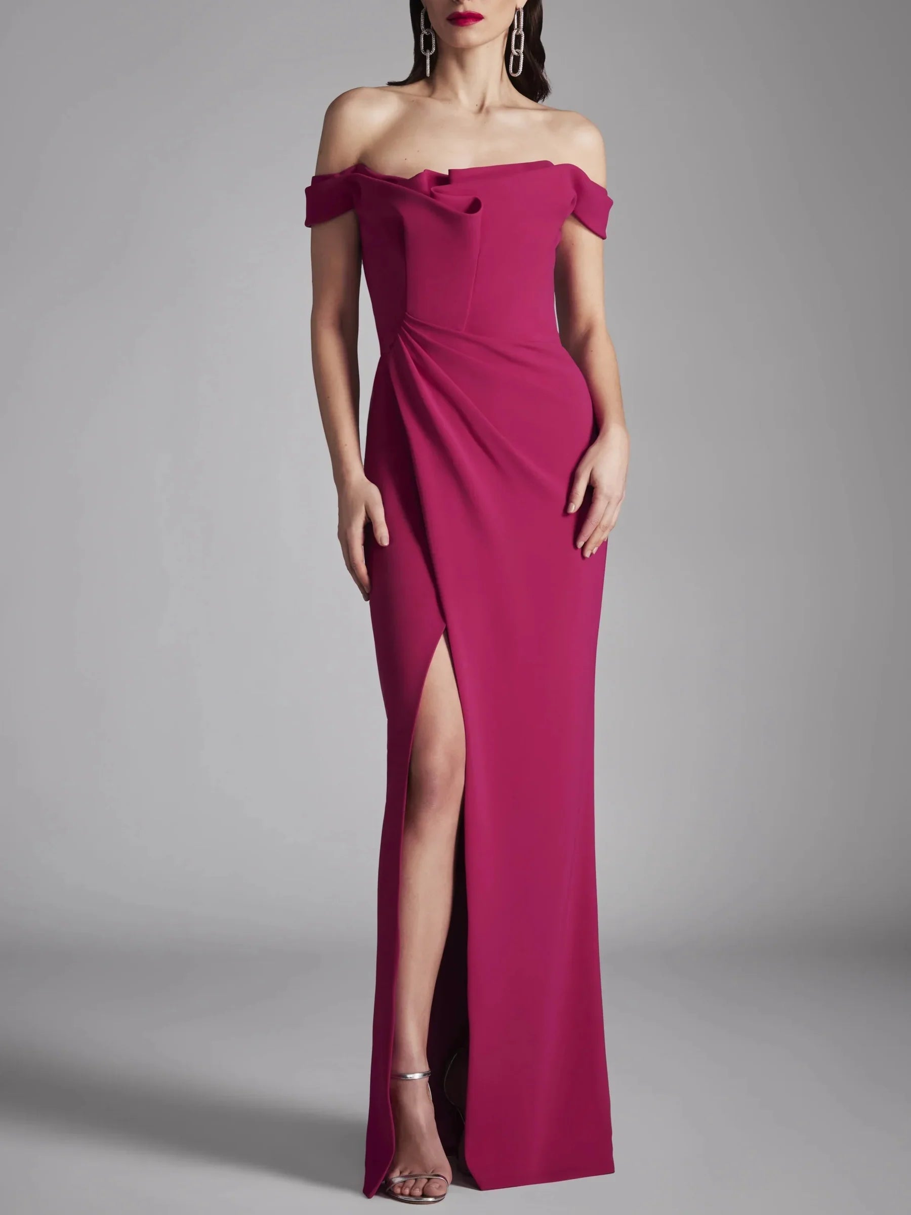 A-line/Princess strapless sleeveless ruffled edge floor mopping evening dress Tunics Trendy modern