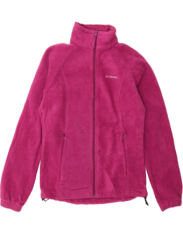 COLUMBIA Womens Fleece Jacket UK 10 Small Pink Polyester Cardigan Sweater Pullover