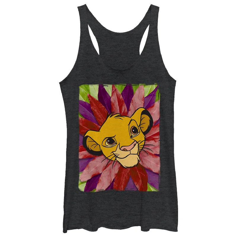 Women's Lion King Simba Leaf Mane Racerback Tank Top teal tank top