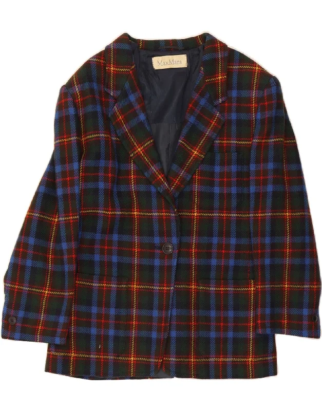MAX MARA Womens Blazer Jacket UK 16 Large Multicoloured Check Classic Collared Jacket Crew Neck Jacket Turtle Neck Jacket MAX MARA Womens Blazer Jacket UK 16 Large Multicoloured Check Classic Collared Jacket Crew Neck Jacket Turtle Neck Jacket