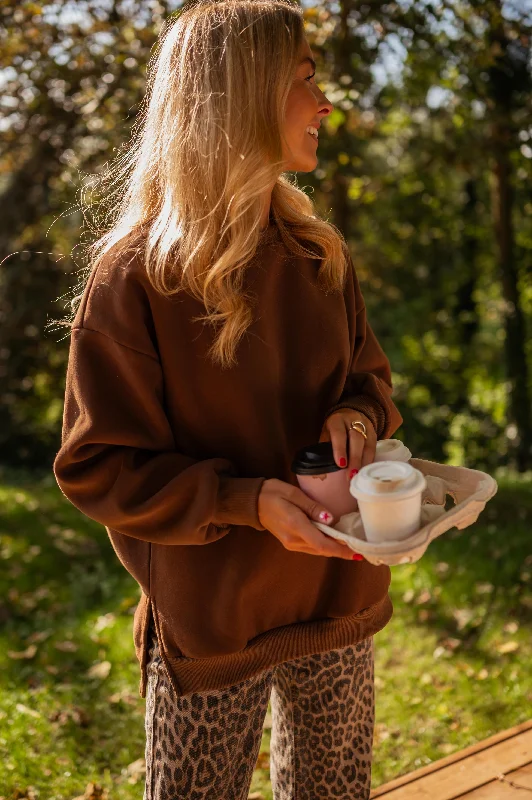 Chocolate Florence Sweater Hooded Sweater Collared Sweater Shawl Collar