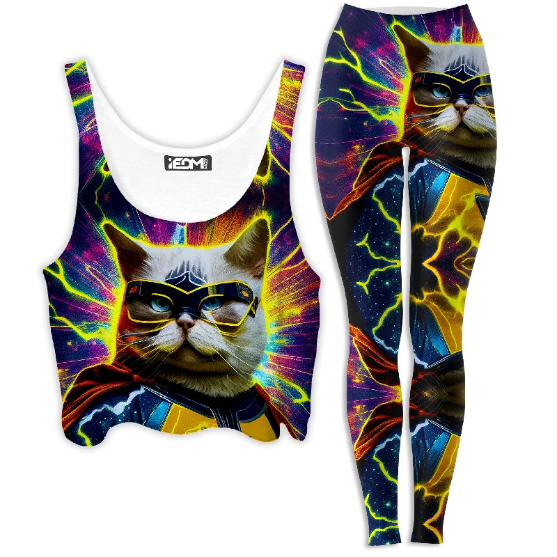 Cat Hero Crop Top and Leggings Combo Machine Wash Dry Clean Hand Wash