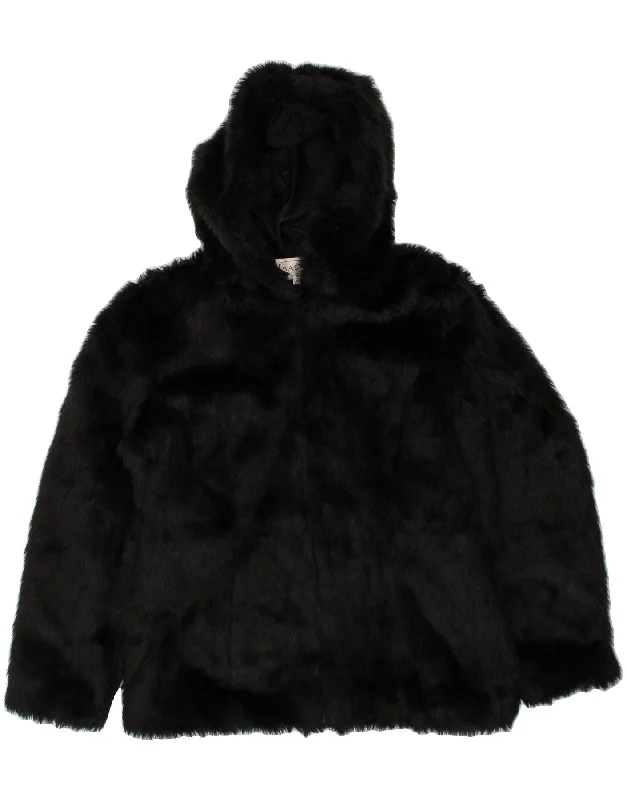 SASHA Womens Hooded Faux Fur Jacket UK 16 Large Black Polyester Snapped Jacket Toggled Jacket Drawstring Jacket SASHA Womens Hooded Faux Fur Jacket UK 16 Large Black Polyester Snapped Jacket Toggled Jacket Drawstring Jacket