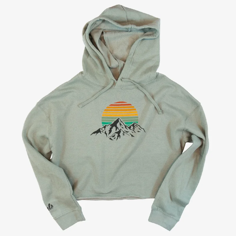 Women's Retro Mountain Cropped Hoodie Hoodie with Pattern Geometric Abstract