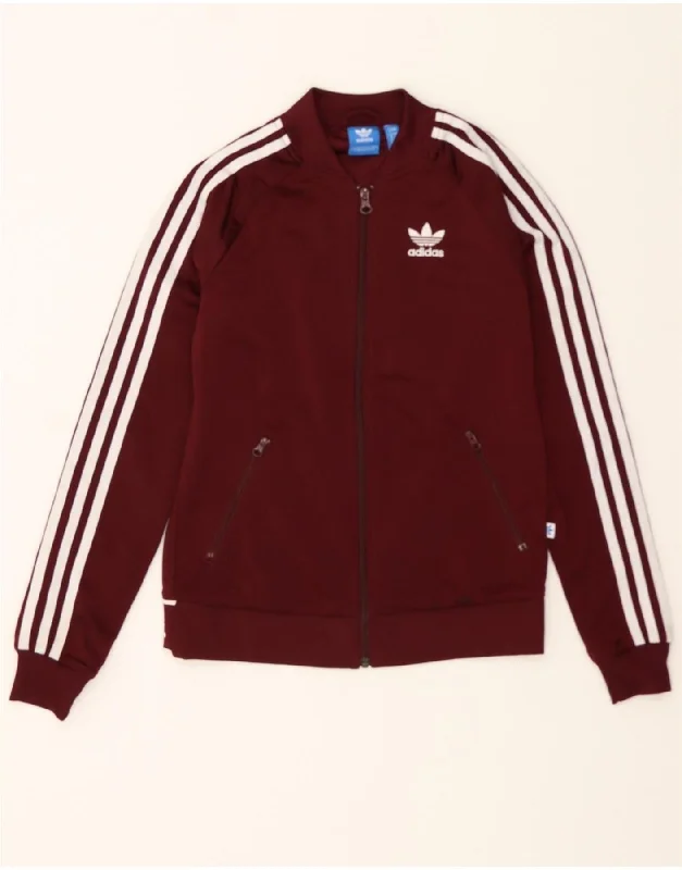 ADIDAS Womens Loose Fit Graphic Tracksuit Top Jacket UK 4 XS Burgundy Trench Coat Raincoat Waterproof Jacket ADIDAS Womens Loose Fit Graphic Tracksuit Top Jacket UK 4 XS Burgundy Trench Coat Raincoat Waterproof Jacket