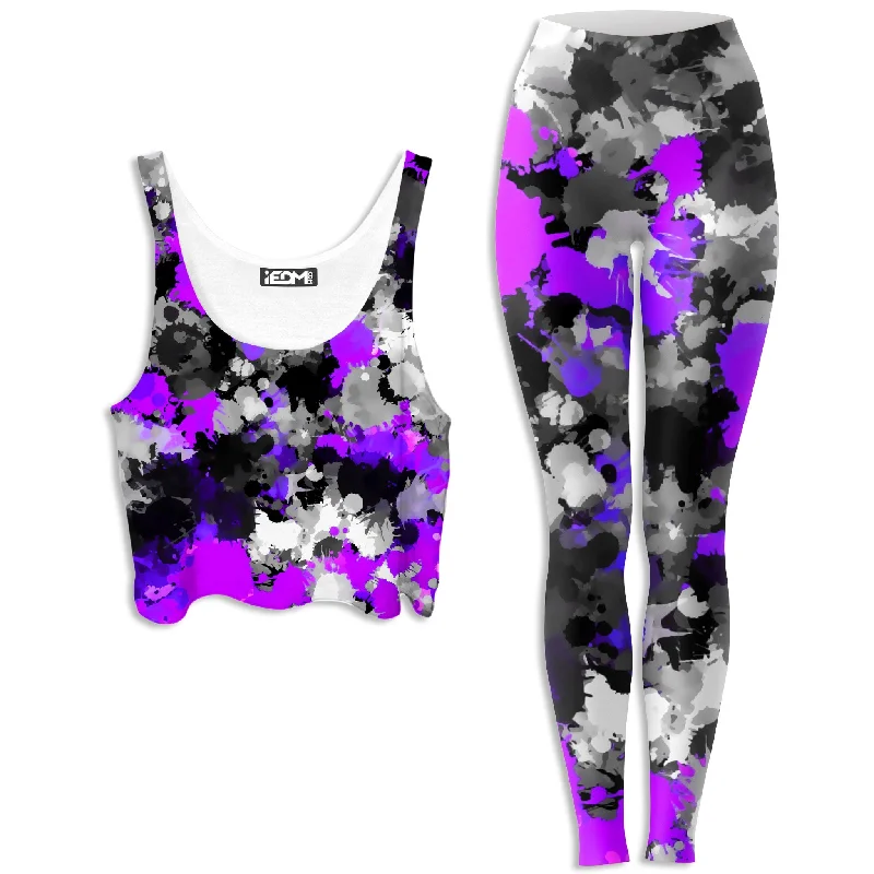 Purple Drip Crop Top and Leggings Combo Machine Wash Dry Clean Hand Wash