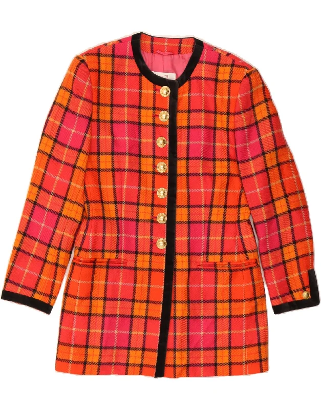 MONDI Womens 7 button Blazer Jacket EU 36 Small Orange Check Classic Zippered Jacket Buttoned Jacket Snapped Jacket MONDI Womens 7 button Blazer Jacket EU 36 Small Orange Check Classic Zippered Jacket Buttoned Jacket Snapped Jacket