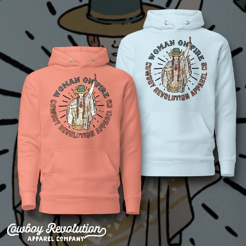 "Woman On Fire" Cowboy Revolution Premium Hoodie Hoodie with Puffed Sleeves Voluminous Trendy
