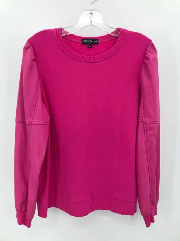 Pre-Owned Generation Love Pink Size XS Faux Leather Sweatshirt Hoodie with Hem Ribbing Snug Secure
