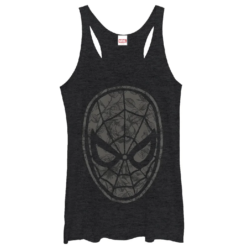 Women's Marvel Spider-Man Gray Grayscale Floral Print Racerback Tank Top vibrant tank top Women's Marvel Spider-Man Gray Grayscale Floral Print Racerback Tank Top vibrant tank top