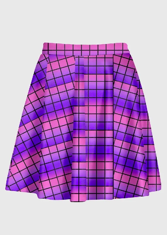 Ombre Pink And Purple Grid Skirt corduroy skirt comfortable