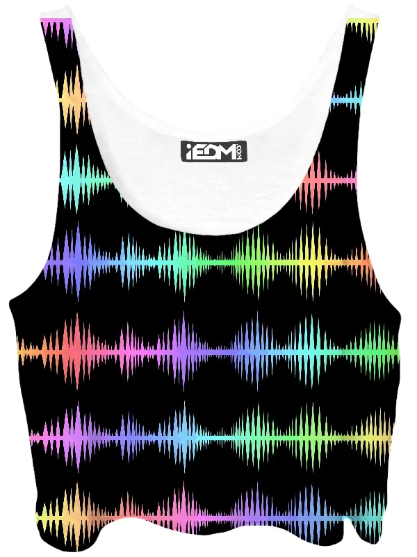 Equalizer Sound Waves Crop Top Knit Fabric Woven Fabric Fleece Fabric