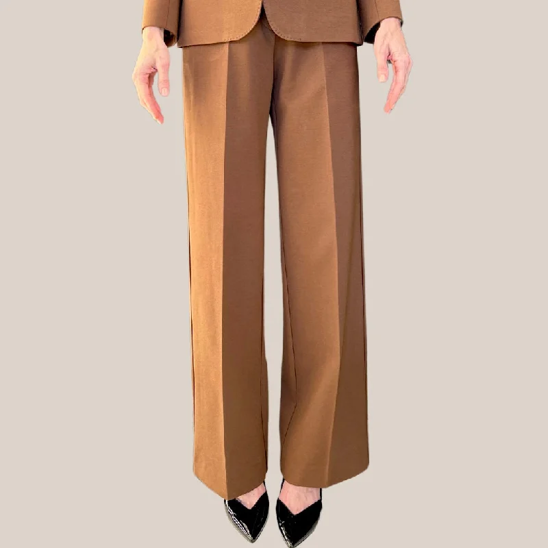 Jersey Wide Leg Pants - Brown Geometric Jersey Top