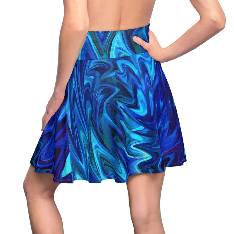 Blue Vortex Skater Skirt velvet skirt sumptuous