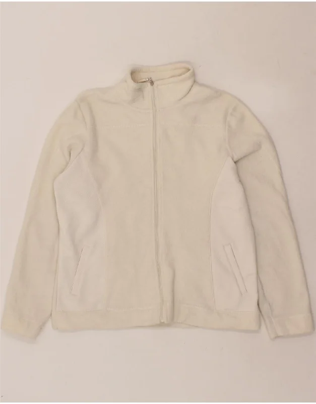 IZOD Womens Fleece Jacket UK 12 Medium Off White Colourblock Polyester Embroidered Jacket Appliqued Jacket Beaded Jacket IZOD Womens Fleece Jacket UK 12 Medium Off White Colourblock Polyester Embroidered Jacket Appliqued Jacket Beaded Jacket