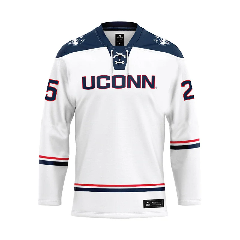 UConn - NCAA Women's Ice Hockey : Jada Habisch - White Hockey Jersey Boutique Jersey Tee UConn - NCAA Women's Ice Hockey : Jada Habisch - White Hockey Jersey Boutique Jersey Tee