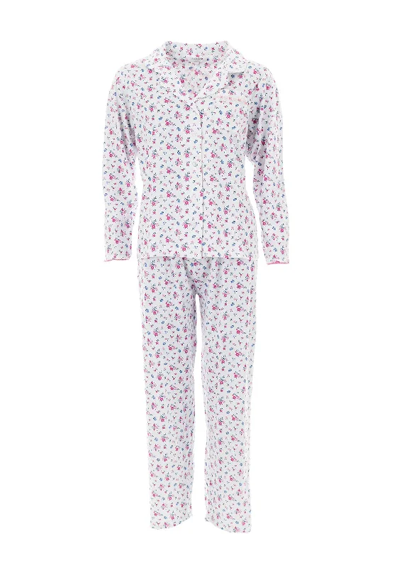 Marlon Floral Jersey Pyjama Set, White & Pink Cream Jersey Tee