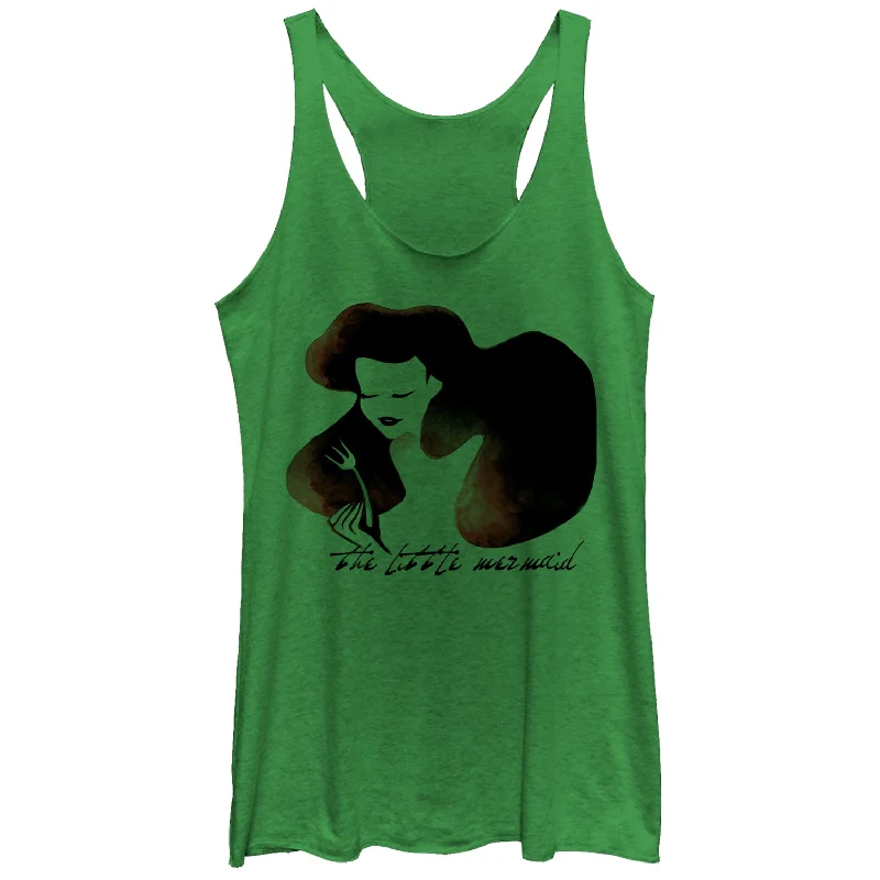 Women's The Little Mermaid Ariel Watercolor Fork Print Racerback Tank Top stretchy tank top