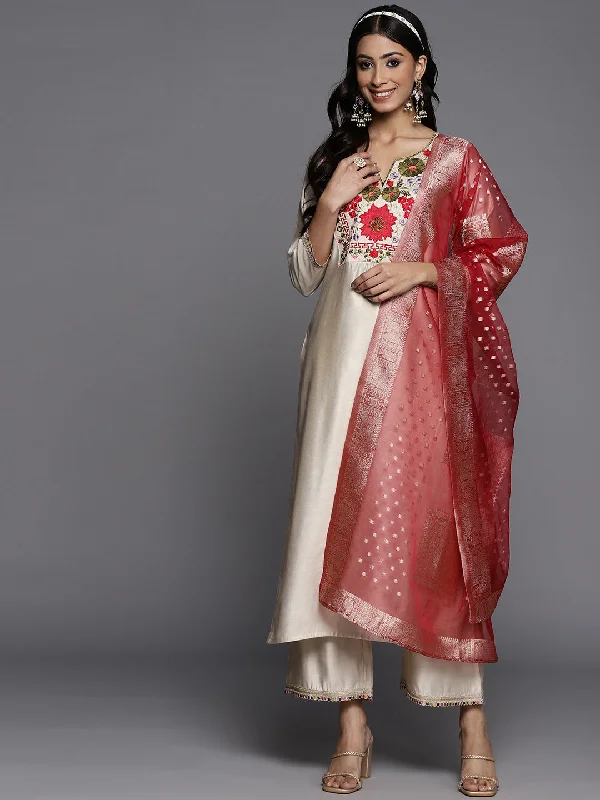 Women's Kurta With Trousers & Dupatta - Indo Era Trousers Satin Smooth