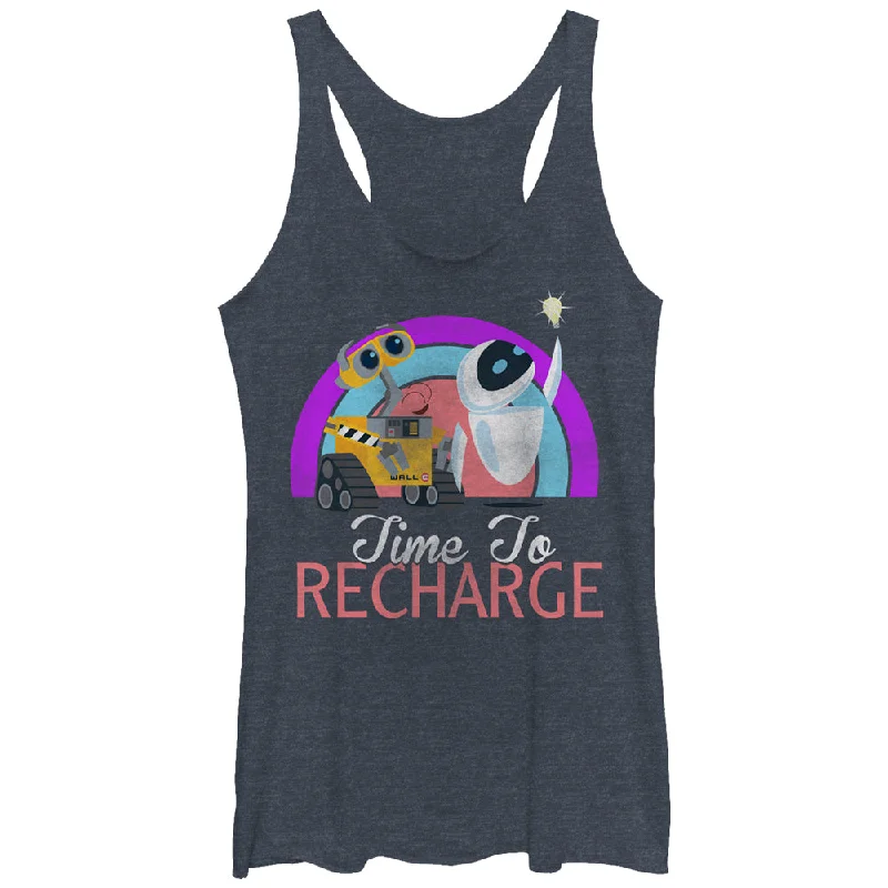 Women's Wall-E Time to Recharge Racerback Tank Top off shoulder tank