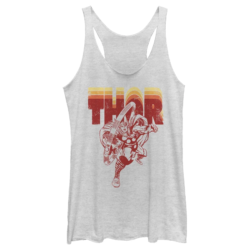 Women's Marvel Avengers Thor Retro Name Stack Portrait Racerback Tank Top playful tank top Women's Marvel Avengers Thor Retro Name Stack Portrait Racerback Tank Top playful tank top