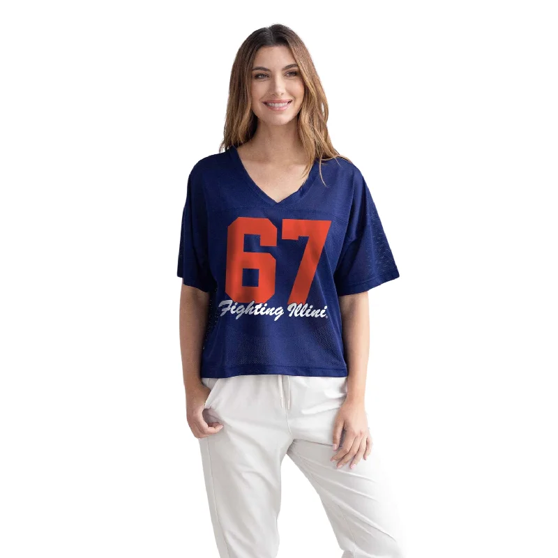 Illinois Fighting Illini Women's Chicka-D Navy Mesh Football Jersey Bright Color Jersey Top Illinois Fighting Illini Women's Chicka-D Navy Mesh Football Jersey Bright Color Jersey Top