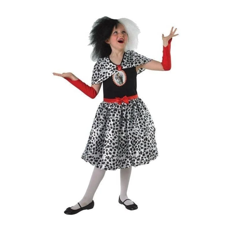 Girls Cruella De Ville Fancy Dress Costume Tunics Gym athletic