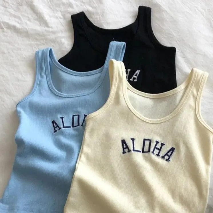 Summer Knitted 'Aloha' Tank Top gold tank top