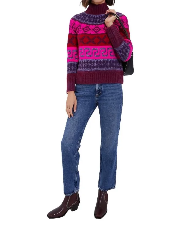 Candace Sweater In Pink Multi Fitted Slim Tailored