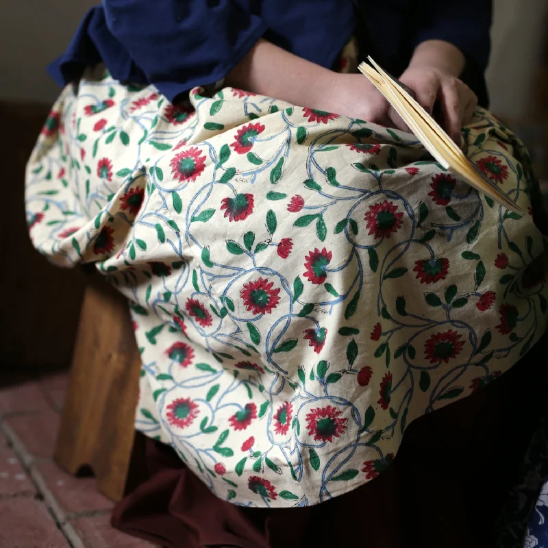 Drawstring Skirt - Printed chiffon skirt lightweight